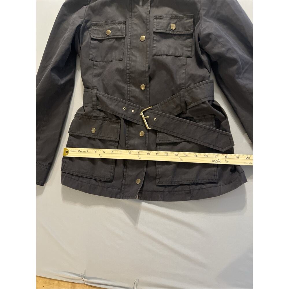 Womens Banana Republic Waxed Field Jacket Black Belted Flannel Lined Small S - Picture 8 of 9